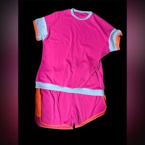 Vibrant Pink and Orange Athletic Set